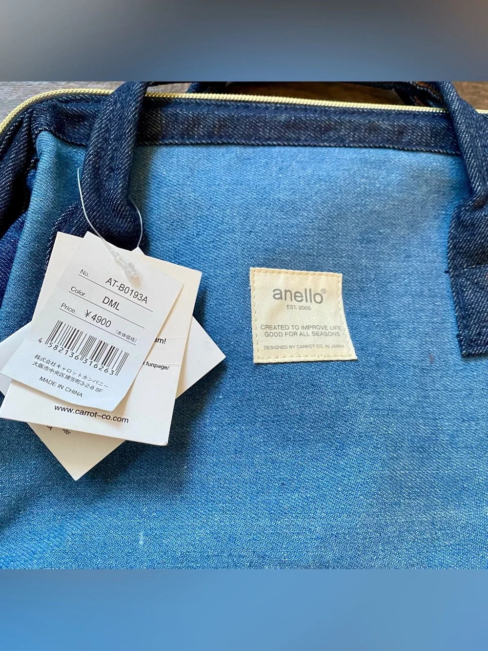 Sea Blue And Denim Anello Japan Unisex Backpack Rucksack Diaper Travel Bag